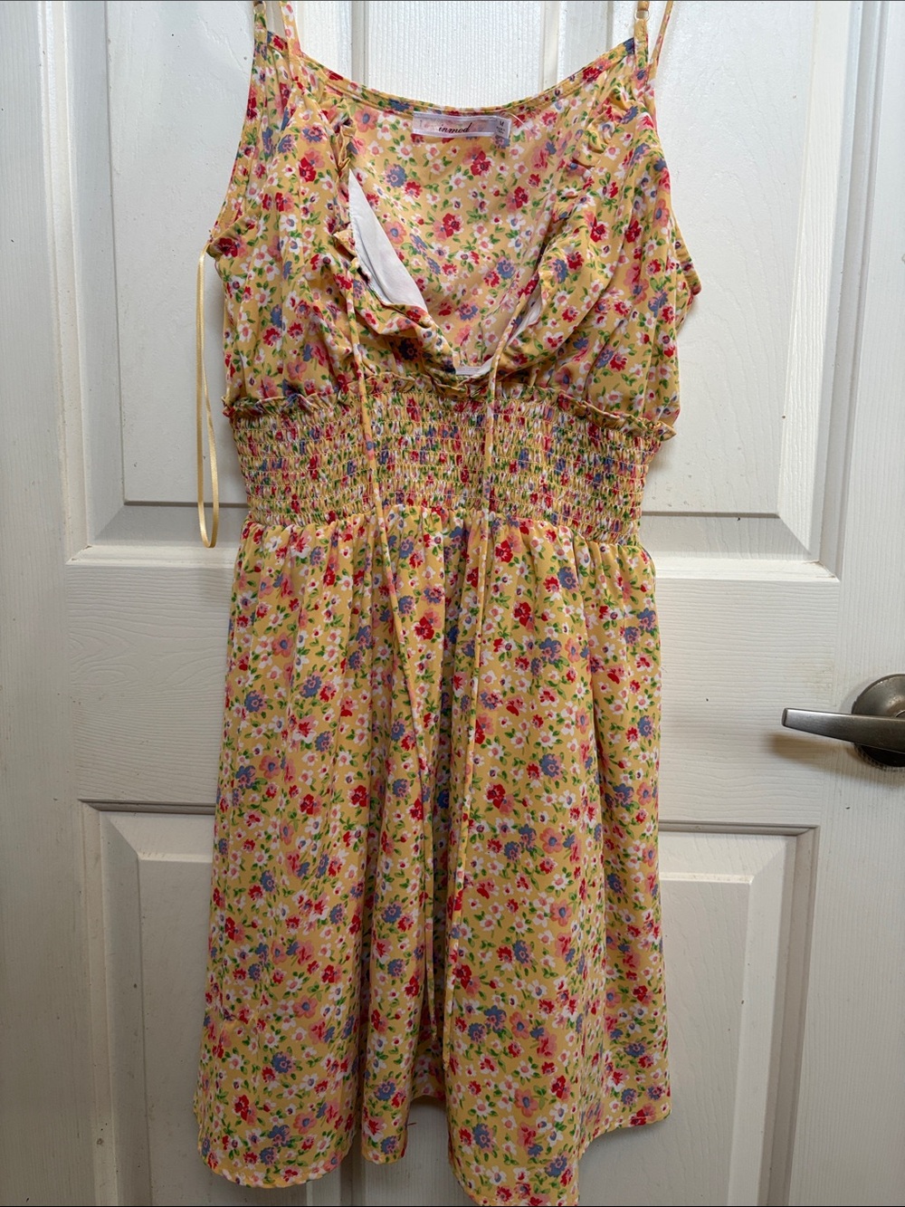Inmod Yellow Floral Dress with Pink & Red Blooms